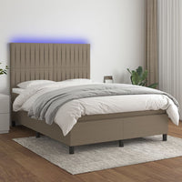 Letto a Molle con Materasso e LED Tortora 140x190 cm in Tessutocod mxl 98977