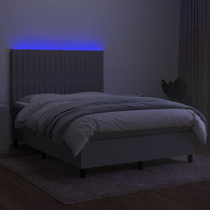 Letto a Molle Materasso e LED Grigio Chiaro 140x200 cm Tessuto 3135037