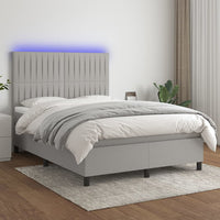 Letto a Molle Materasso e LED Grigio Chiaro 140x200 cm Tessuto 3135037