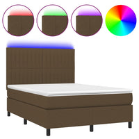 Letto a Molle Materasso e LED Marrone Scuro 140x200 cm Tessuto cod mxl 33649