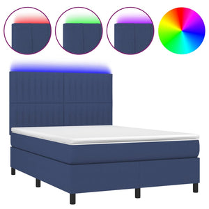 Letto a Molle con Materasso e LED Blu 140x200 cm in Tessuto cod mxl 62432