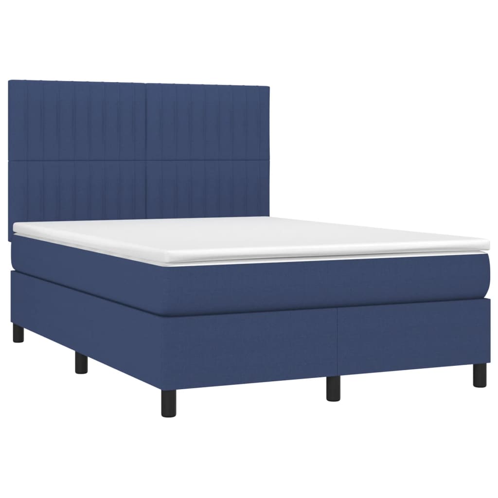 Letto a Molle con Materasso e LED Blu 140x200 cm in Tessuto 3135043