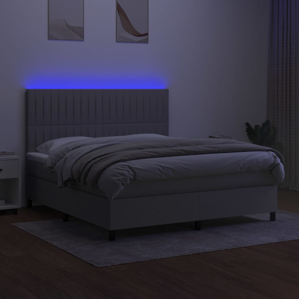 Letto a Molle Materasso e LED Grigio Chiaro 160x200 cm Tessuto 3135045