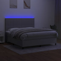 Letto a Molle Materasso e LED Grigio Chiaro 160x200 cm Tessuto 3135045