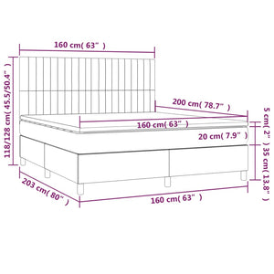 Letto a Molle Materasso e LED Grigio Chiaro 160x200 cm Tessuto 3135045