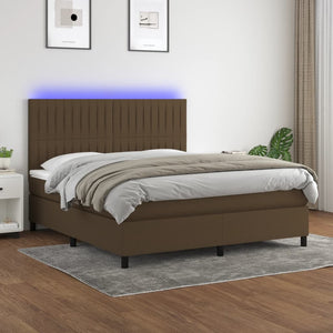 Letto a Molle Materasso e LED Marrone Scuro 160x200 cm Tessuto cod mxl 49269