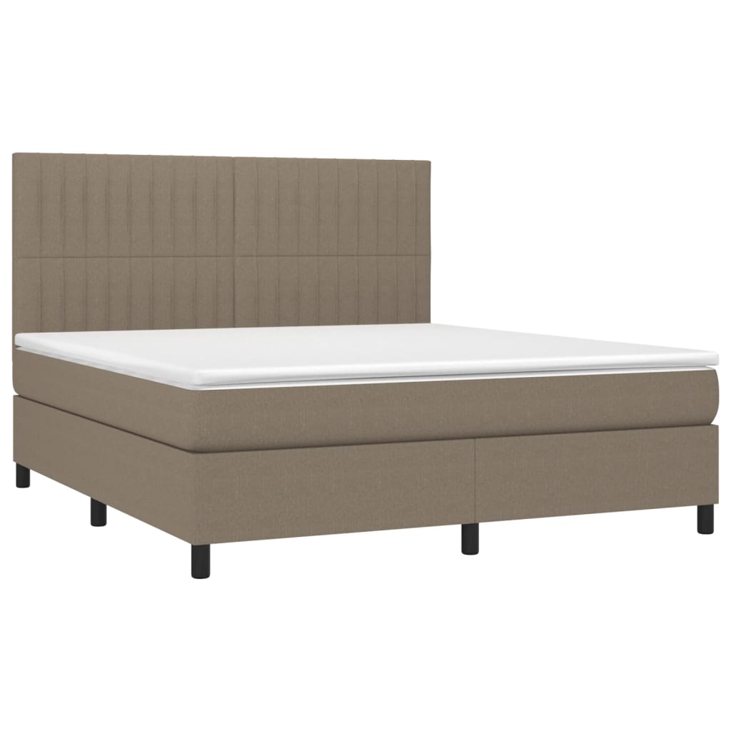 Letto a Molle con Materasso e LED Tortora 160x200 cm in Tessuto 3135049