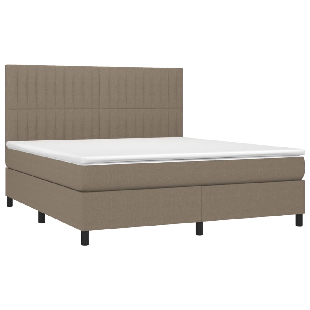 Letto a Molle con Materasso e LED Tortora 180x200 cm in Tessuto 3135057