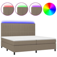 Letto a Molle Materasso e LED tortora 200x200cm in Tessuto 3135065