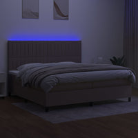 Letto a Molle Materasso e LED tortora 200x200cm in Tessuto 3135065