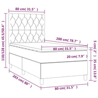 Letto a Molle Materasso e LED Grigio Scuro 80x200 cm in Tessuto cod mxl 36212