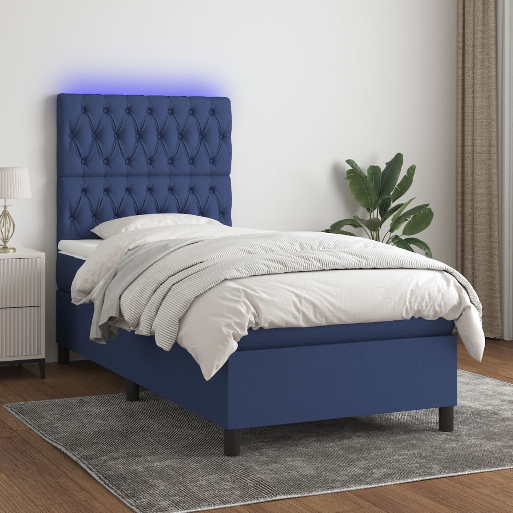 Letto a Molle con Materasso e LED Blu 80x200 cm in Tessuto 3135075