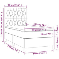 Letto a Molle con Materasso e LED Crema 90x190 cm in Tessuto 3135082