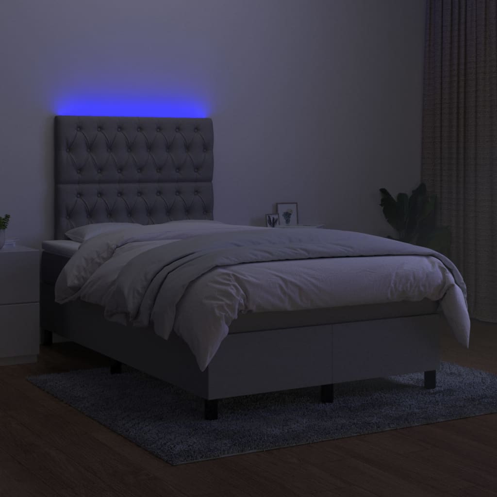 Letto a Molle Materasso e LED Grigio Chiaro 120x200 cm Tessuto cod mxl 64693