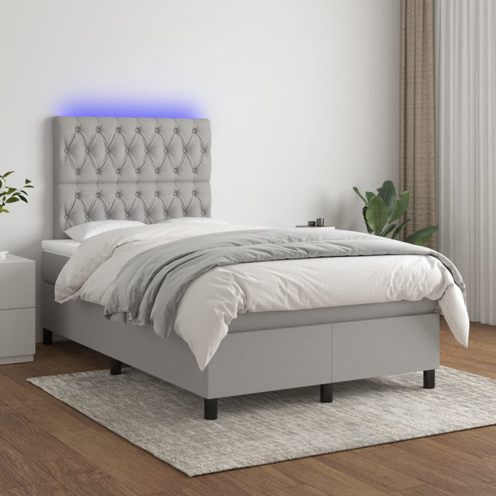 Letto a Molle Materasso e LED Grigio Chiaro 120x200 cm Tessuto cod mxl 64693