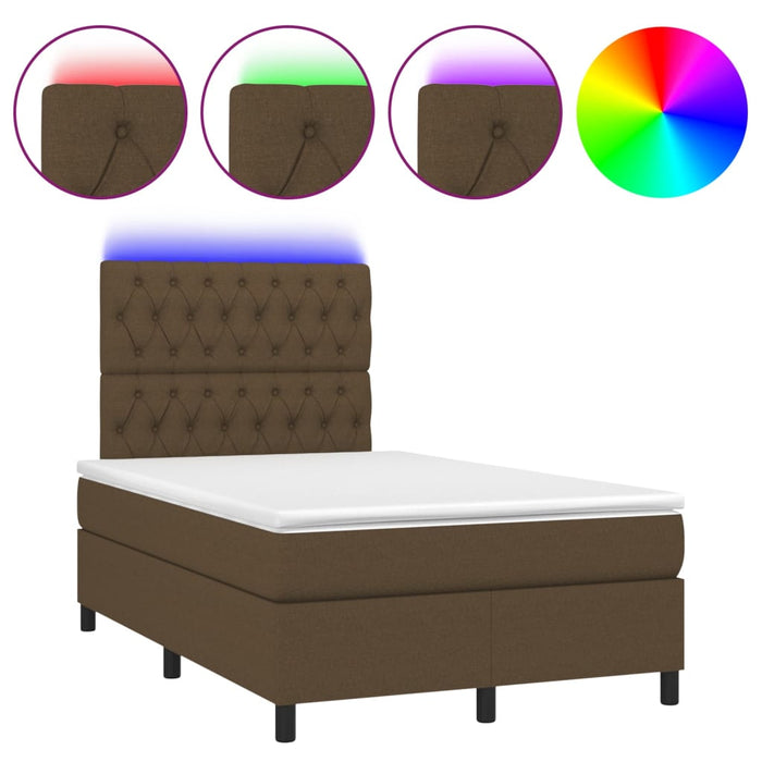 Letto a Molle Materasso e LED Marrone Scuro 120x200 cm Tessuto cod mxl 56584