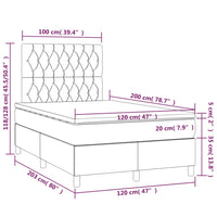 Letto a Molle con Materasso e LED Crema 120x200cm in Tessuto 3135106