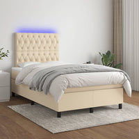 Letto a Molle con Materasso e LED Crema 120x200cm in Tessuto cod mxl 59230