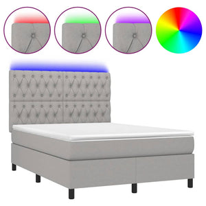 Letto a Molle Materasso e LED Grigio Chiaro 140x190 cm Tessuto 3135109