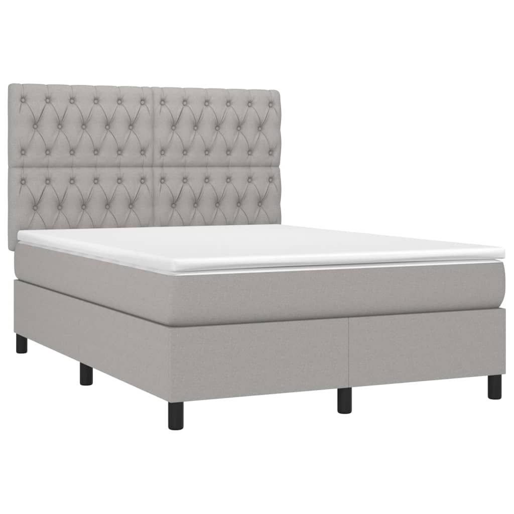 Letto a Molle Materasso e LED Grigio Chiaro 140x190 cm Tessuto 3135109