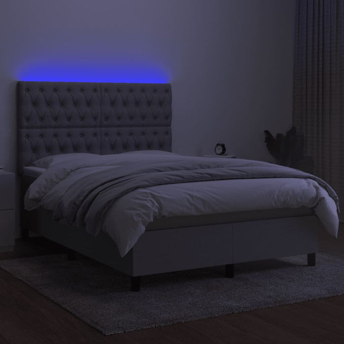 Letto a Molle Materasso e LED Grigio Chiaro 140x190 cm Tessuto 3135109