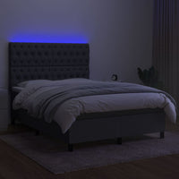 Letto a Molle Materasso e LED Grigio Scuro 140x190cm in Tessuto 3135110