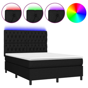 Letto a Molle con Materasso e LED Nero 140x190 cm in Tessuto 3135111