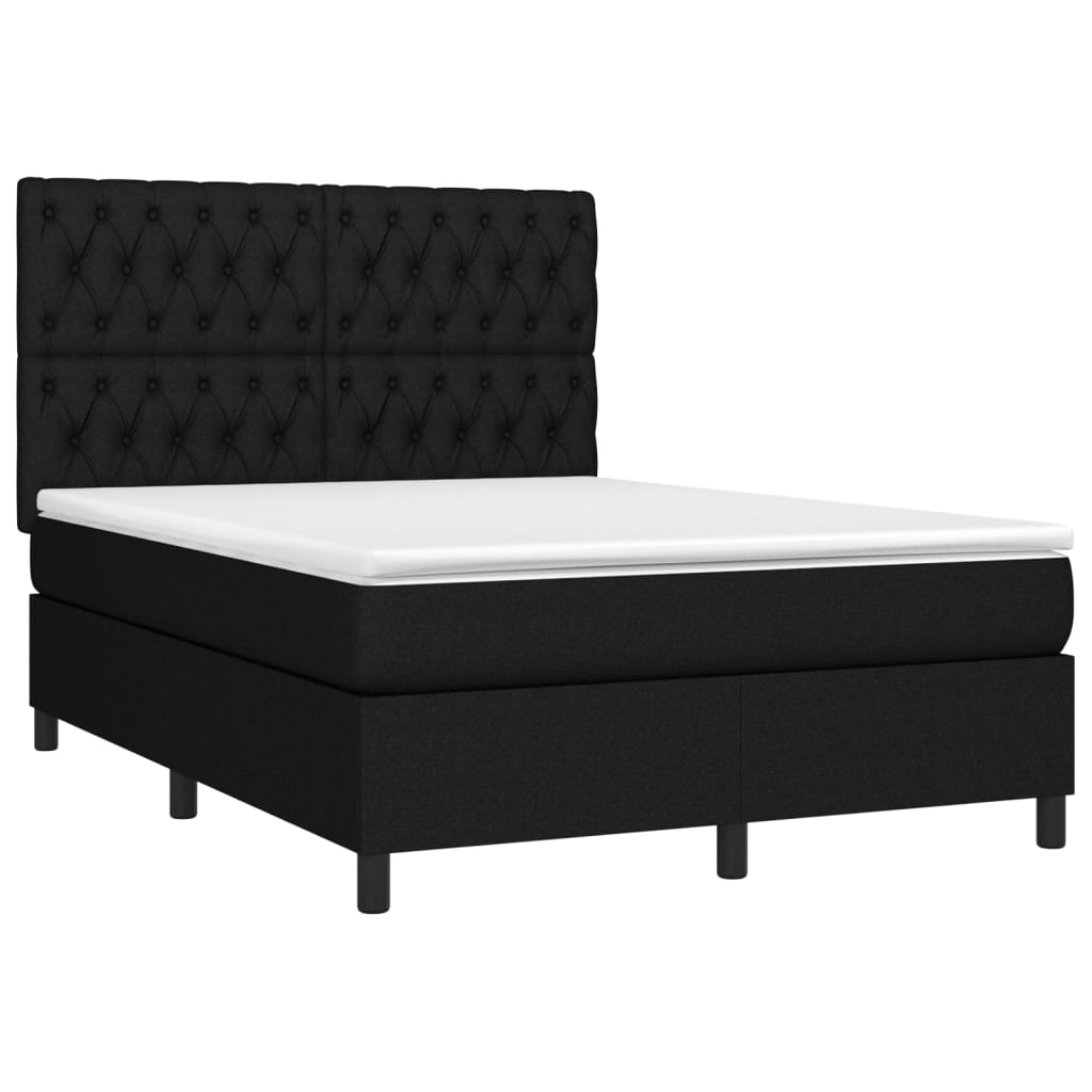 Letto a Molle con Materasso e LED Nero 140x190 cm in Tessuto 3135111