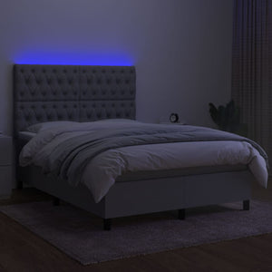 Letto a Molle Materasso e LED Grigio Chiaro 140x200 cm Tessuto 3135117