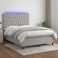 Letto a Molle Materasso e LED Grigio Chiaro 140x200 cm Tessuto 3135117