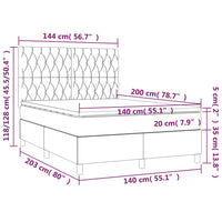 Letto a Molle Materasso e LED Grigio Scuro 140x200cm in Tessuto cod mxl 40182