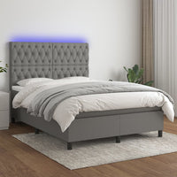 Letto a Molle Materasso e LED Grigio Scuro 140x200cm in Tessuto cod mxl 40182