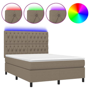 Letto a Molle con Materasso e LED Tortora 140x200 cm in Tessuto cod mxl 34907