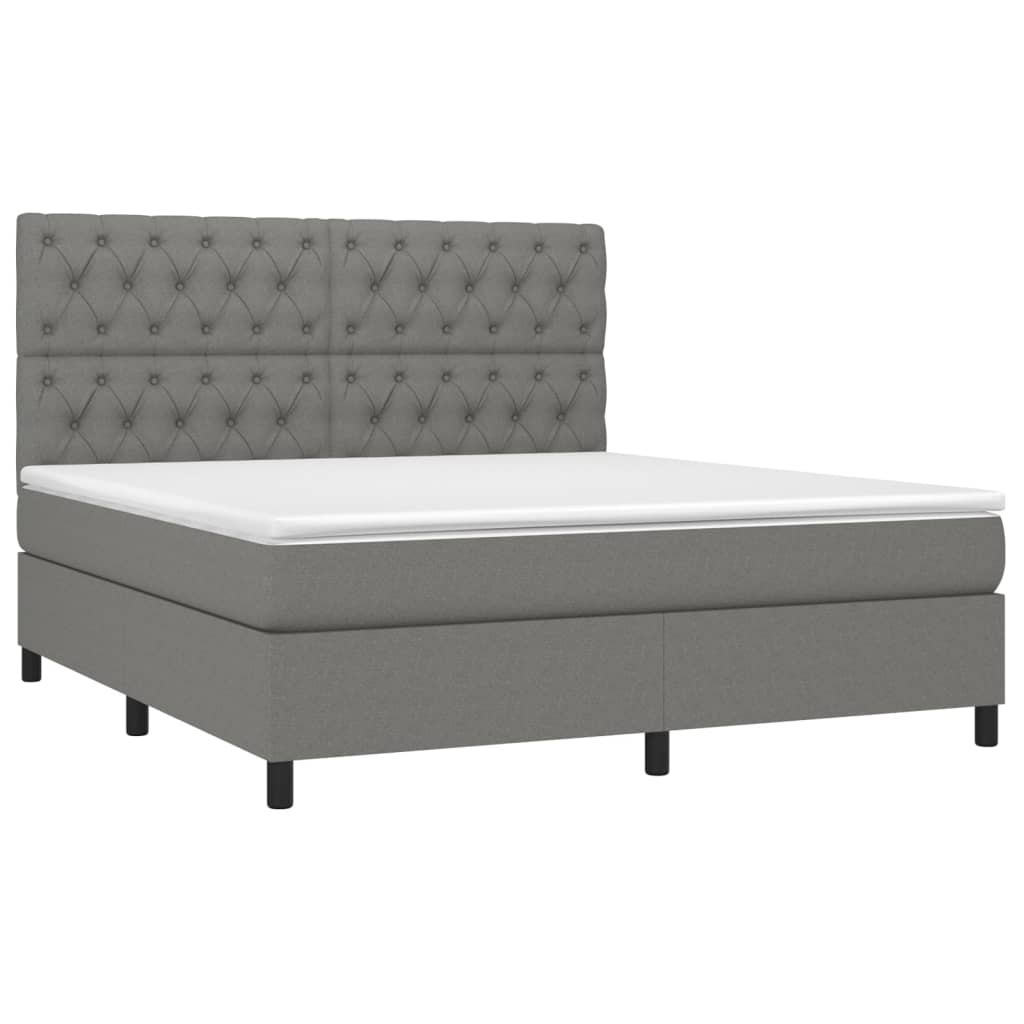 Letto a Molle Materasso e LED Grigio Scuro 160x200cm in Tessuto cod mxl 36740