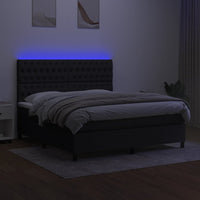 Letto a Molle con Materasso e LED Nero 160x200 cm in Tessuto 3135127