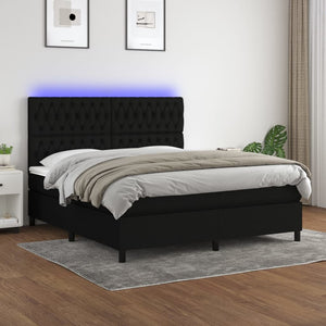 Letto a Molle con Materasso e LED Nero 160x200 cm in Tessuto 3135127