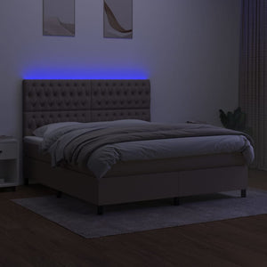 Letto a Molle con Materasso e LED Tortora 160x200 cm in Tessuto cod mxl 52218