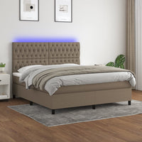 Letto a Molle con Materasso e LED Tortora 160x200 cm in Tessuto cod mxl 52218