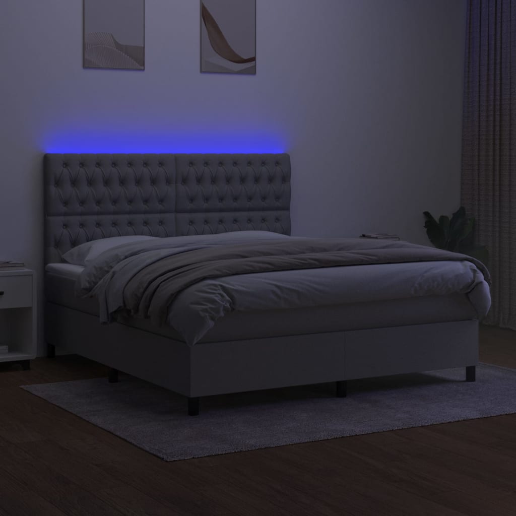 Letto a Molle Materasso e LED Grigio Chiaro 180x200 cm Tessuto cod mxl 46978