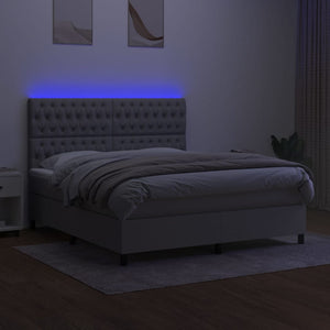 Letto a Molle Materasso e LED Grigio Chiaro 180x200 cm Tessuto cod mxl 46978