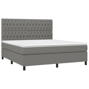 Letto a Molle Materasso e LED Grigio Scuro 180x200cm in Tessuto cod mxl 48504