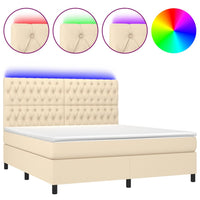 Letto a Molle con Materasso e LED Crema 180x200 cm in Tessutocod mxl 122921