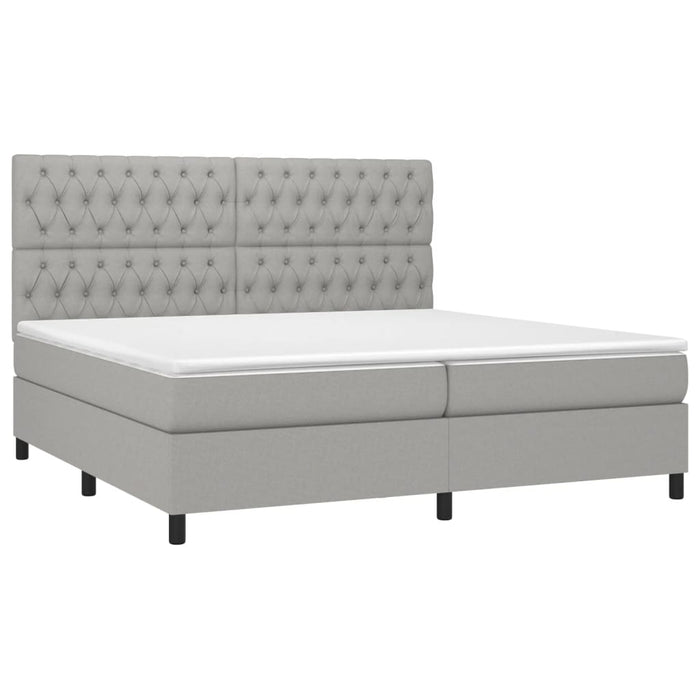 Letto a Molle Materasso e LED Grigio Chiaro 200x200 cm Tessuto cod mxl 59350