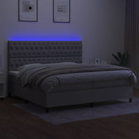 Letto a Molle Materasso e LED Grigio Chiaro 200x200 cm Tessuto cod mxl 59350