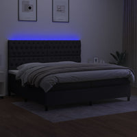 Letto a Molle Materasso e LED Nero 200x200cm in Tessuto cod mxl 60311