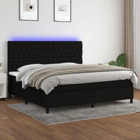 Letto a Molle Materasso e LED Nero 200x200cm in Tessuto cod mxl 60311