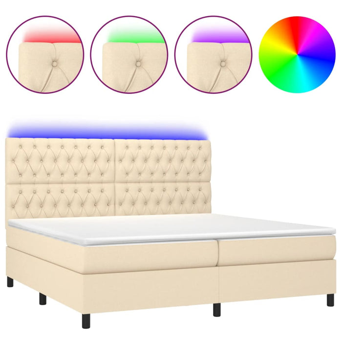 Letto a Molle Materasso e LED bianco 200x200cm in Tessuto cod mxl 56498