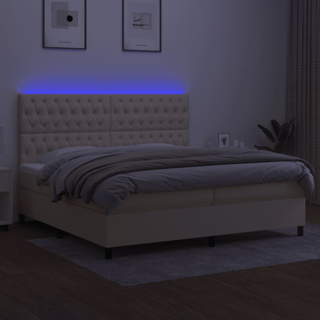 Letto a Molle Materasso e LED bianco 200x200cm in Tessuto cod mxl 56498