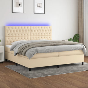 Letto a Molle Materasso e LED bianco 200x200cm in Tessuto cod mxl 56498