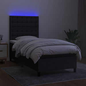 Letto a Molle con Materasso e LED Nero 80x200 cm in Tessuto cod mxl 57138